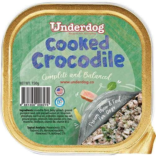 Underdog Cooked Crocodile Fresh Frozen Dog Food 1.2kg Pawpy Kisses