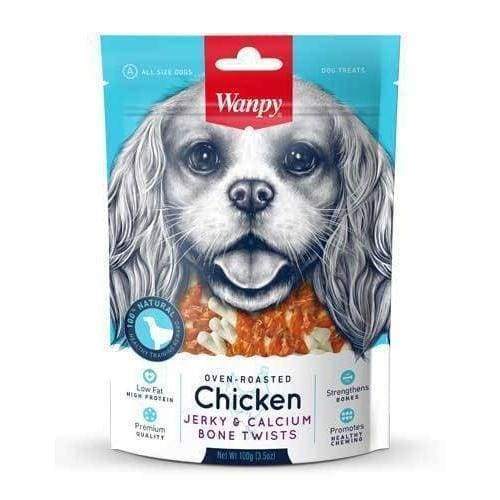 Wanpy Oven Roasted Chicken Calcium Bone Twists Dog Treats 100g Pawpy Kisses