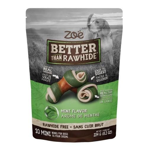 Zoe Better Than Rawhide Mint Flavour 10 Mini Bones Dog Chew 234g Pawpy Kisses