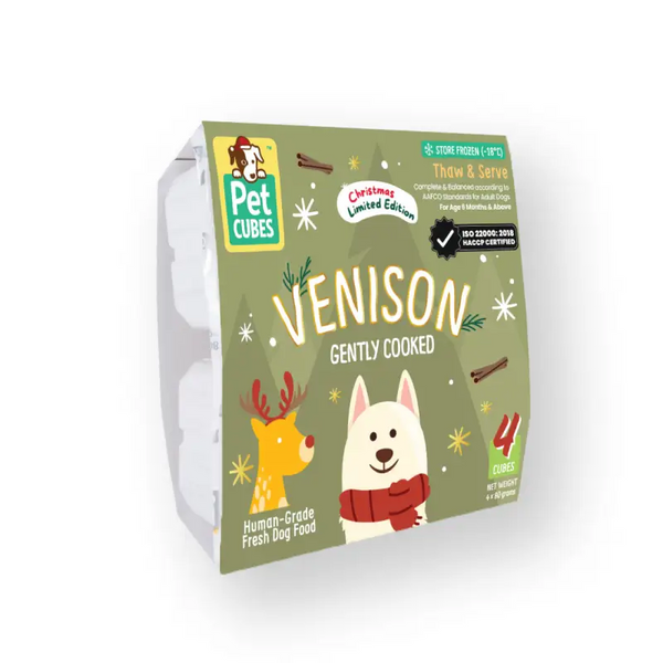 Pet Cubes [5% OFF] PetCubes Gently Cooked Festive Venison for Dogs 1.28KG Dog Food & Treats