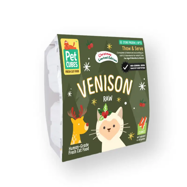 Pet Cubes [5% OFF] PetCubes Raw Festive Venison for Cats 1.28KG Cat Food & Treats