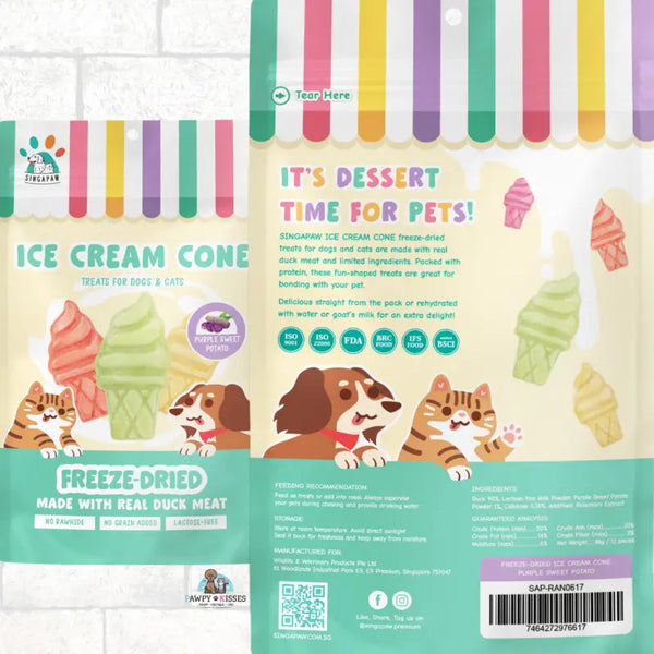 Singapaw Singapaw Freeze Dried Ice Cream Cone Treats For Dogs & Cats 48g/12pieces (4 Flavours Available) Dog Food & Treats