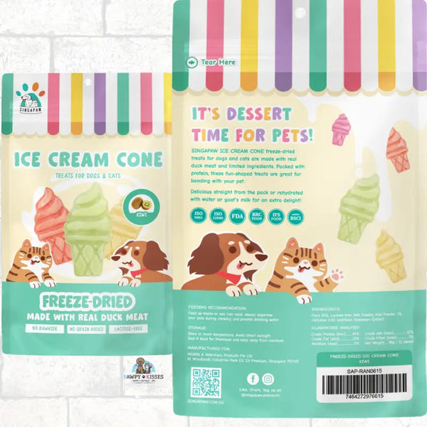 Singapaw Singapaw Freeze Dried Ice Cream Cone Treats For Dogs & Cats 48g/12pieces (4 Flavours Available) Dog Food & Treats