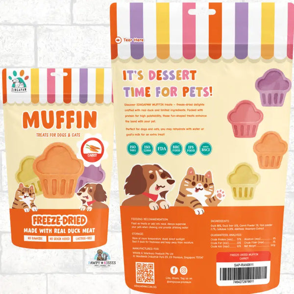 Singapaw Singapaw Freeze Dried MUFFIN with Real Duck Meat Treats For Dogs & Cats 100g (5 Flavours Available) Dog Food & Treats