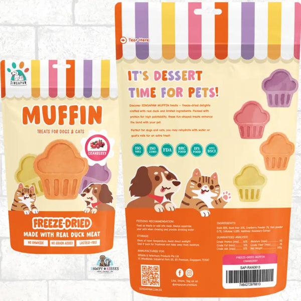 Singapaw Singapaw Freeze Dried MUFFIN with Real Duck Meat Treats For Dogs & Cats 100g (5 Flavours Available) Dog Food & Treats