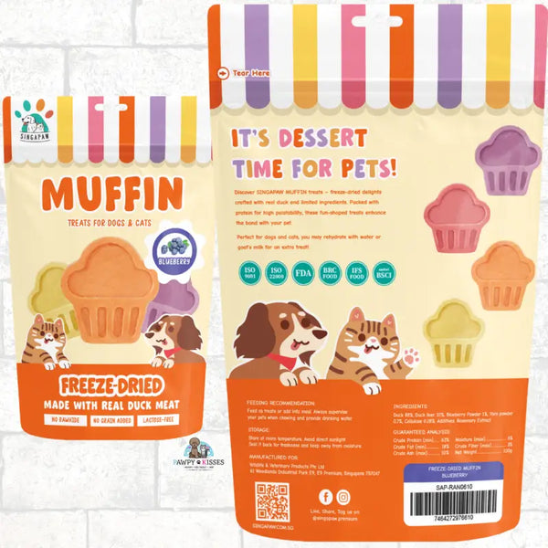 Singapaw Singapaw Freeze Dried MUFFIN with Real Duck Meat Treats For Dogs & Cats 100g (5 Flavours Available) Dog Food & Treats