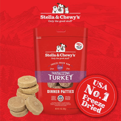 Stella & Chewy’s Stella & Chewy’s Tantalizing Turkey Dinner Patties Freeze-Dried Dog Food 14oz Dog Food & Treats