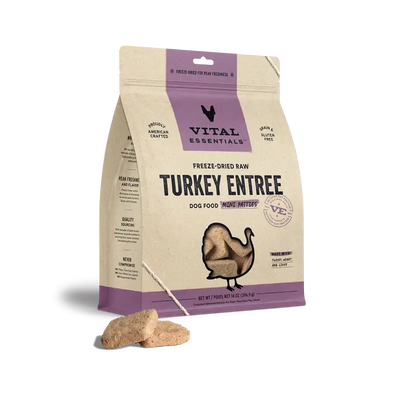 Vital Essentials (Save 9% ) Vital Essentials® Freeze-Dried Raw Turkey Entree Dog Food Mini Patties 14oz Dog Food & Treats