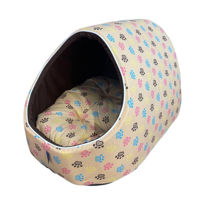 ACE PET ACE PET Colourful Paws Light Brown Igloo Dog Bed Dog Accessories