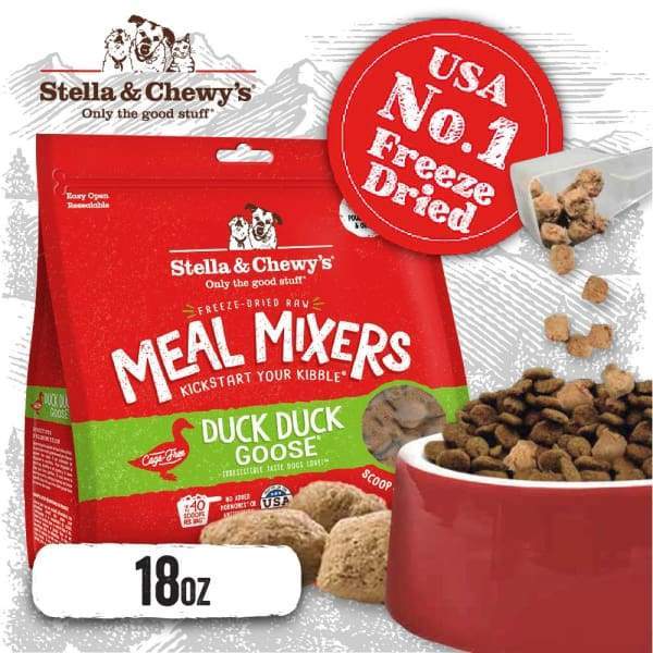 Stella & Chewys [18oz: FREE 1 X STELLA STEW WORTH $7.50] Stella & Chewys Duck Duck Goose Meal Mixers Raw Freeze-Dried Dog Food 18oz Dog Food