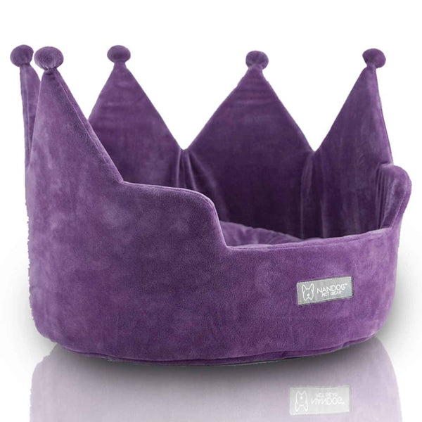 Nandog Pet Gear Nandog Pet Gear Plush Purple Super Soft Luxe Crown Bed Dog Accessories